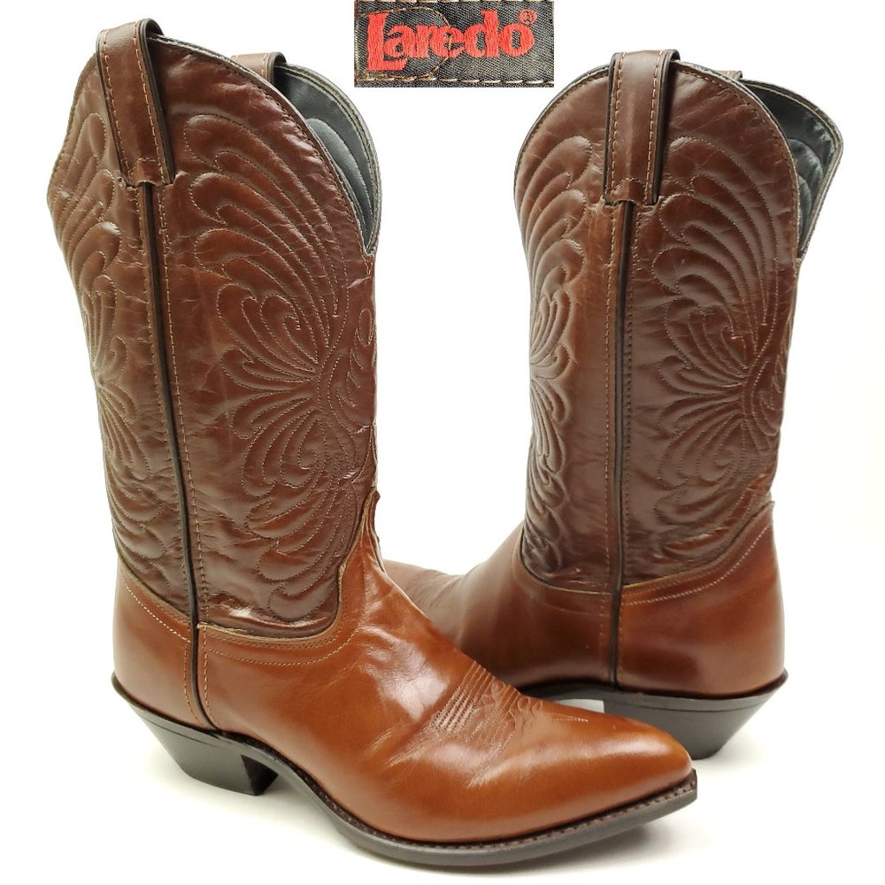 Ladies Laredo Brown Leather Western Cowboy Boots 085WH1 Women's 8 1/2 M